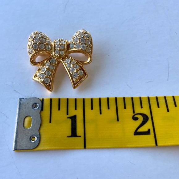 Swarovski Bow Gold Crystals Pin Brooch - Picture 6 of 7